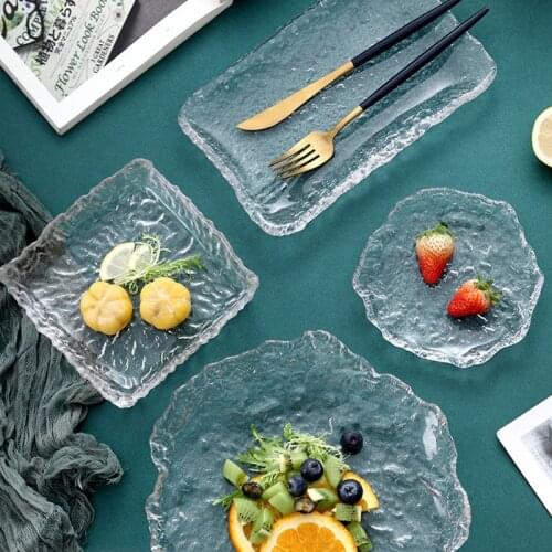 Northern Europe Glass Plates Nut Snacks Crystal Dish Dining Table Fruit Salad Dessert Transparent Plate Restaurant Serving Tray