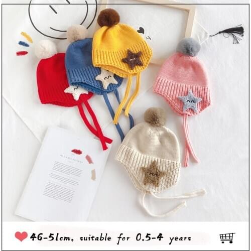 Winter Spring Baby Hat Cotton Baby Boy Girl Cap Star knitted Kids Children Hats Newborn Bonnet Beanie Boys Warm Caps Gift