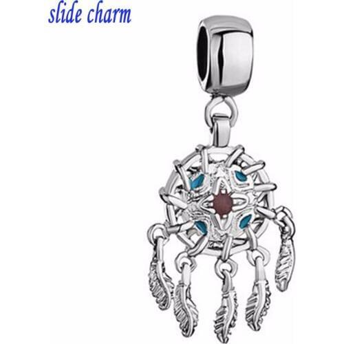 Slid charm Free shipping Sienna Drip Gum Feather Dream Cat Charm Enamel Spacer Dangle fit Pandora bracelet