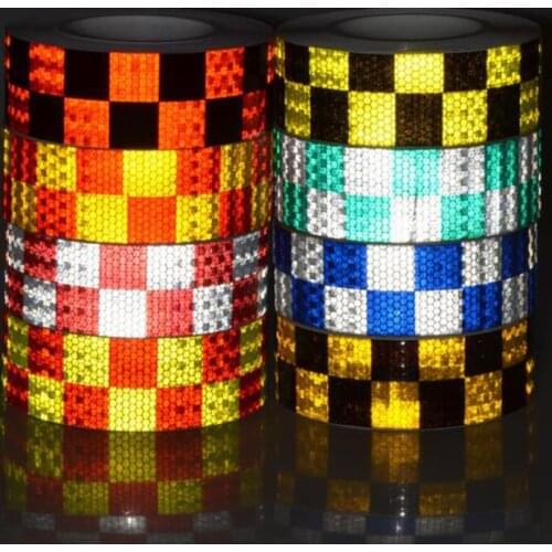 Highlight Reflective Stickers 3M/6M/9M/12M Solid Color Lattice Arrow Safety Warning Reflective Adhesive Tape Car Bicycle Styling