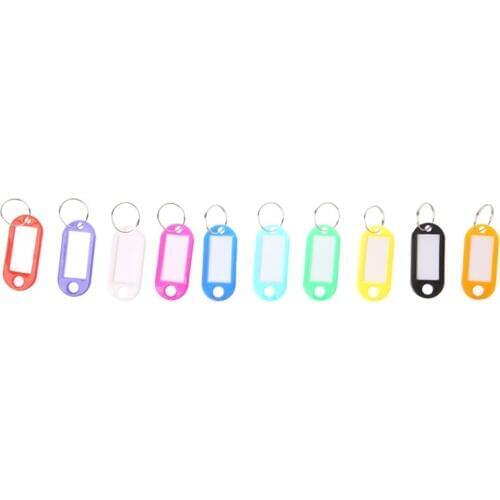 THINKTHENDO Lot Of 10 Plastic Keychain Key Split Ring ID Tags Name Card Label Language