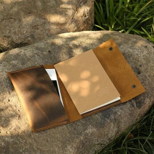 Vintage distressed leather cover case for A5 notebook journal diary / refillable a5 notebook leather cover FREE Engrave