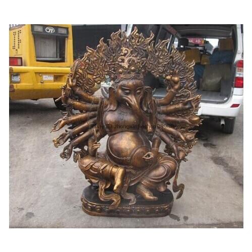 Xd 001474 46"Tibet Classical Bronze Ganapati Ganesh Lord Elephant Buddha Jambhala statue