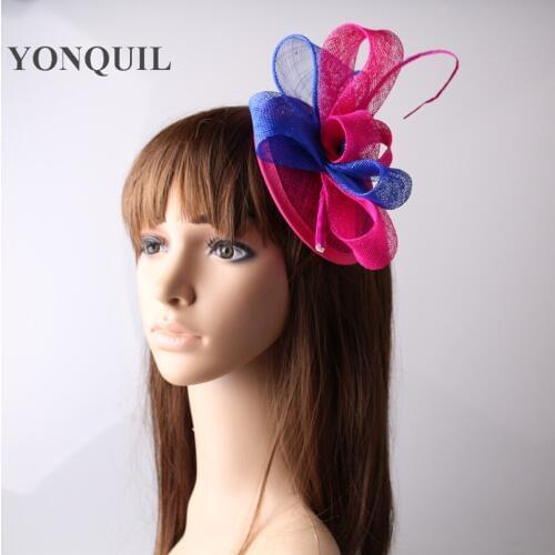 17 Colors Select Hot Pink Royal Fedora Hat With Fancy Quill Decor Women Fascinator Wedding Hair Accessories Sinamay Material