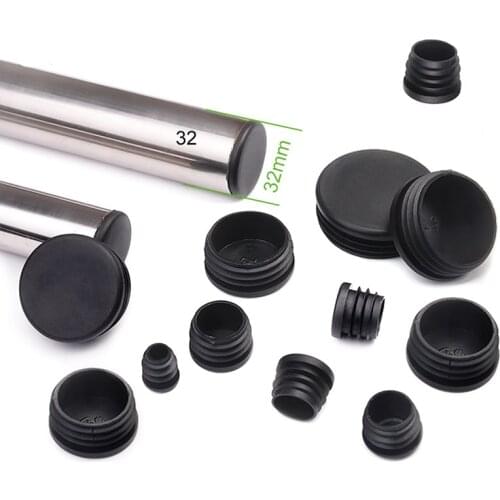 10Pcs/lot New Plastic Furniture Leg Plug Black Round Steel Pipe Tube Blanking End Caps Insert Plugs14-76mm decorative dust cover