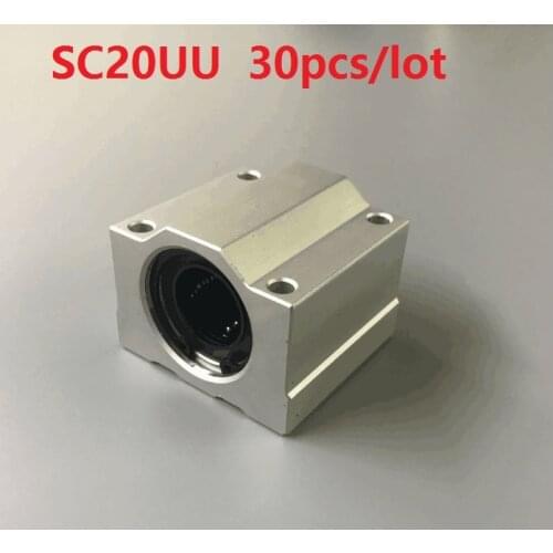 30pcs/lot SC20UU SCS20UU 20mm Bearing linear case unit linear guide shaft blocks CNC router 3D printer parts guide