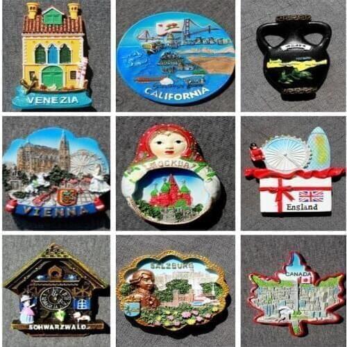 3d Resin Fridge Magnets Moscow London Las Vegas Prague Refrigerator Sticker California Santiago Barcelona Fridge Magnet Souvenir