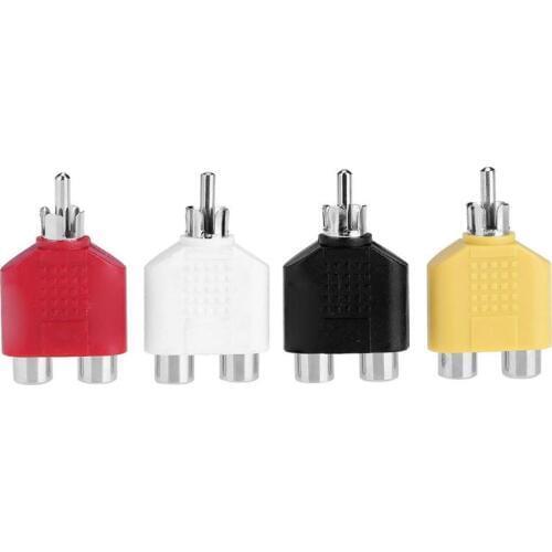 4pcs Audio Cables RCA 7mm Y Splitter AV Audio Video Plug Converters 1 Male to 2 Female Digital Cables Adapters Jack Plug