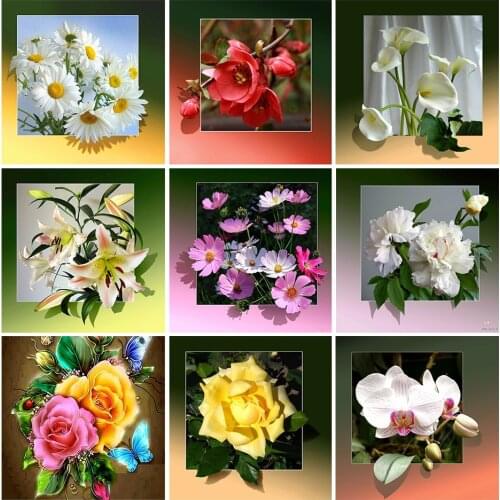 5D DIY Diamond Painting Flower Rhinestone Diamond Embroidery Art Picture Full Square/Round Inlaid Mosaic Home Decoration Gift