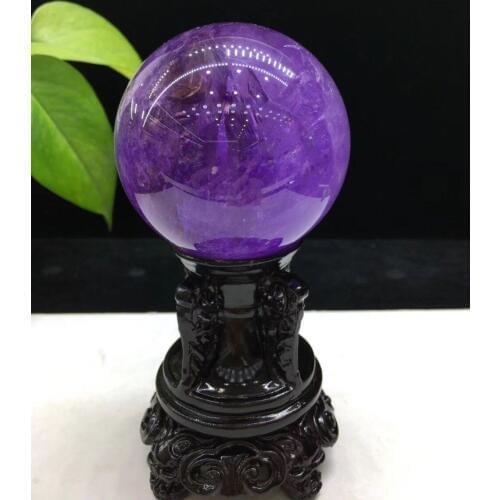 65.5mm NATURAL AMETHYST QUARTZ CRYSTAL SPHERE BALL HEALING+STAND