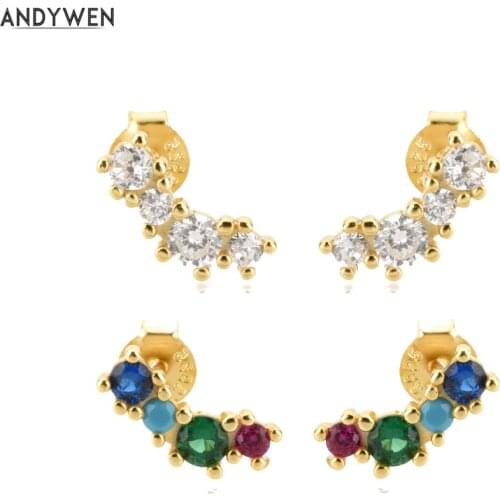 ANDYWEN 925 Sterling Silver Gold Tutti Frutti 18k Gold Plated Guadaloupe Earrings Clips Piercing Luxury Jewelry Tiny Jewels