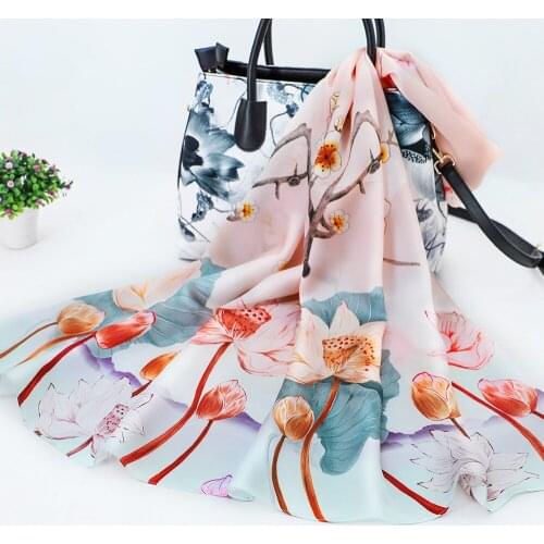 DANKEYISI Real Nature Silk Scarf Shawl Women Long Print Scarves Ladies 100% Silk Neck Scarf Female Hijab Headband Foulard
