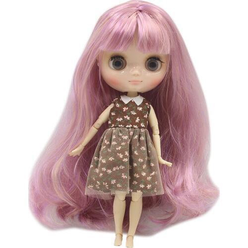 Nude middie blyth joint doll mix purple hair Transparent face suitable DIY gift for girl like the icy doll middle blyth