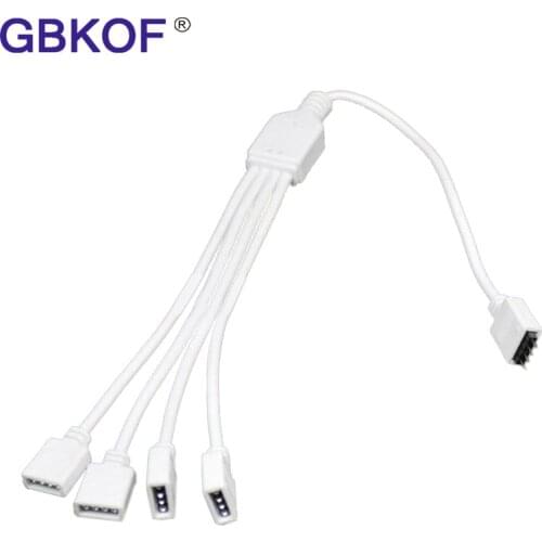 1 to 4 Female DC Connector Splitter LED RGB Strips extension Cable with 4 pin connector For 3528 5050 LED Strips free shipping