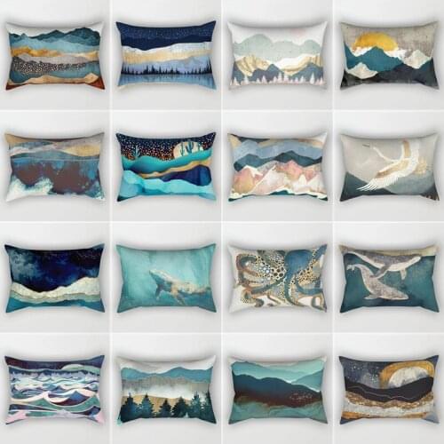 Two Side 3D Printing Scenic Pillowcase Cushion Cover Polyester Sofa Cushions Decorative Throw Waist Pillows Gray Pillowcover