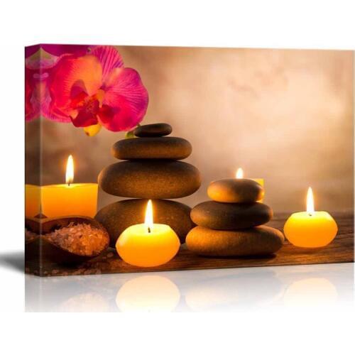 HD Print 1 Panel Modern Flower Stone Candles Landscape Wall Art For Home Decor Canvas Painting