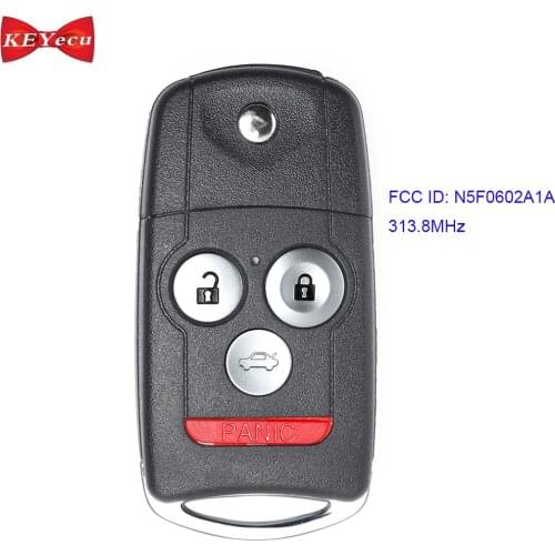 KEYECU for Acura MDX RDX 2007 2008 2009 2010 2011 2012 Remote Key Fob N5F0602A1A 313.8MHz ID46 Chip