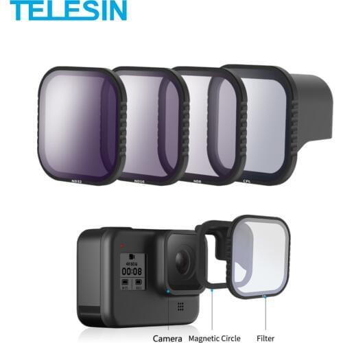 TElESIN magnetic CPL ND 8/16/32 Filters Set for gopro 8 hero8 Polarizied Filter ND8 ND16 lens protector camera lens accessories