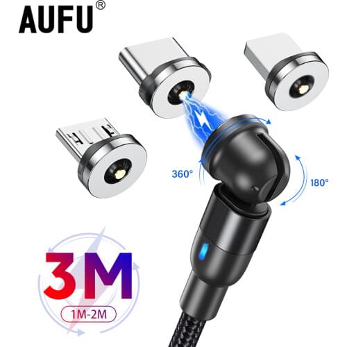 AUFU Magnetic Charging Cable USB Micro Type C Cable Magnet Charger Nylon Braided Cord Mobile Phone Cable For iPhone Samsung