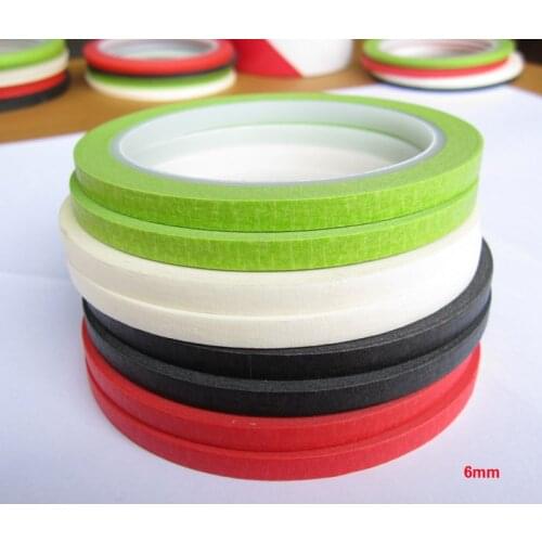 8 Rolls/Lot 6mm*25m Masking Tape Crepe Paper Tape For Manicures Red,White,Black,Green 4 Colors MT037