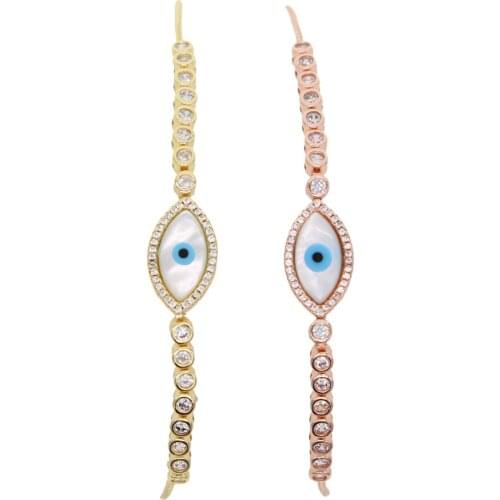 Fashion Design Micro Pave CZ shell Eye Men Or Women Charm Bracelet Braided tennis chain Bracelets Jewelry Gift wholesale