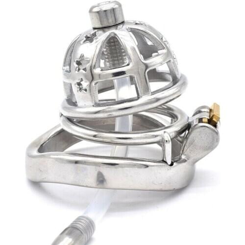 Stainless Steel Male Chastity Cage Short Mens Locking Belt Restraint Device 325 Cock Ring Chastity