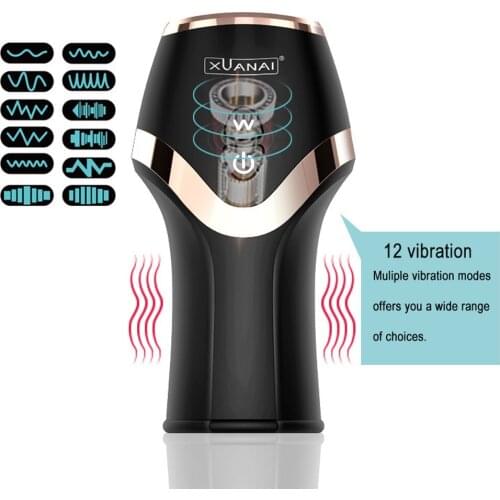 Male Masturbator Automatic Big Pussy Real Vagina Silicone Masturbation Blowjob Sucking Machine Aircraft Cup For Men 12 modes