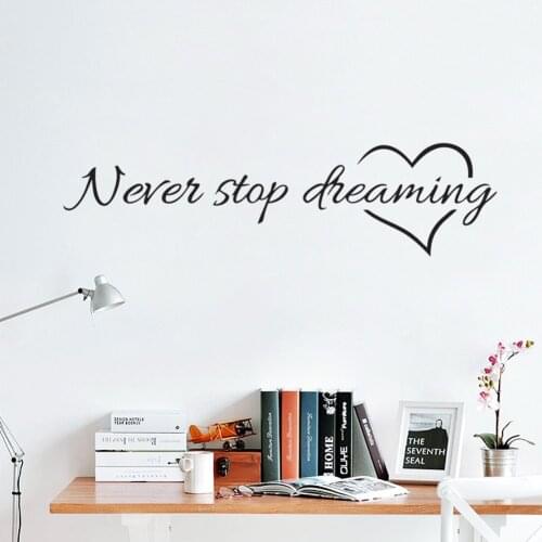 Never stop dreaming love star Vinyl Wall Decal Wall Lettering Art Words Wall Sticker Home Decor Wedding Decoration Living Room