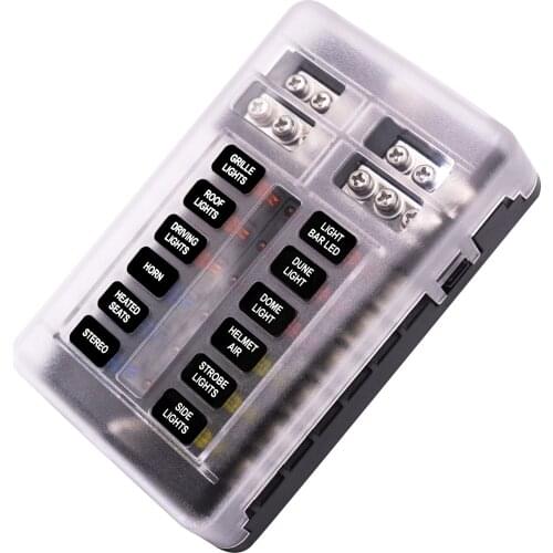 Plastic Cover 6 Ways 12 Ways Blade Fuse Block 12V-32V Auto Car Marine Fuse Box Holder M5 Stud With LED Indicator Light