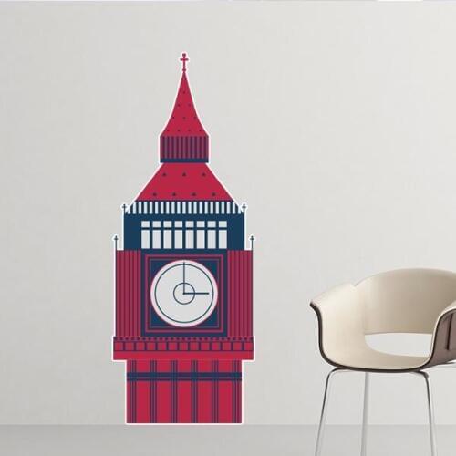 Tower UK England Landmark Illustration Pattern Removable Wall Sticker City Buildings Art Decals Mural DIY Wallpaper