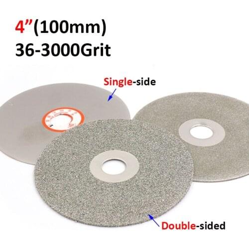 4" 100mm Diamond Coated Flat Lap Wheel Lapidary Polishing Grinding Disc Single/Double Side 36-3000 Grit
