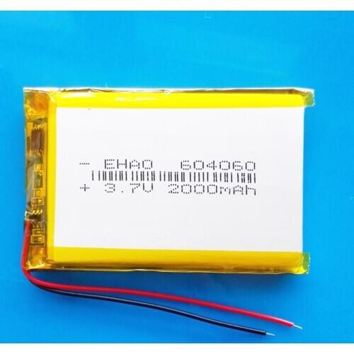3.7V 2000mAh lithium polymer Rechargeable battery Lipo cell replace for DVD bluetooth GPS wired microphone audio computer 604060