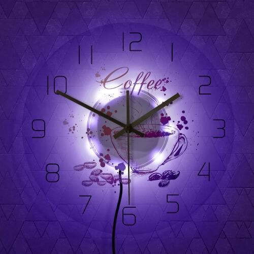 Coffee Theme Modern Acrylic Wall Clock Coffee House Cafe Bar Decorative Wall Sign Painted Coffee Beans And Cup Design Wall Watch