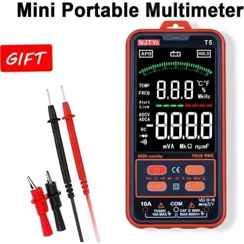 NJTY T5 Smart Multimeter Digital Mini Automotive Profesional Tester True RMS NCV AC DC Voltage Tester Portable Electric Meter T1