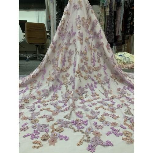 Nigerian Lace Fabrics With beads SYJ-2986819 Net Lace Fabric African The Tulle African French Lace Fabric for Wom