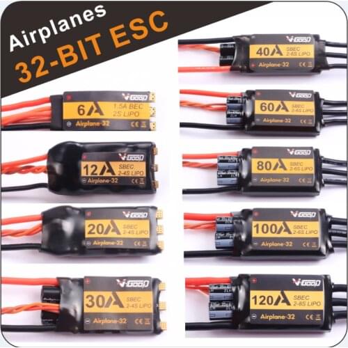 VGOOD Brushless ESC 6A 20A 30A 40A 60A 80A 100A 120A 2S 32-Bit With 1.5A SBEC for RC Airplane Accs