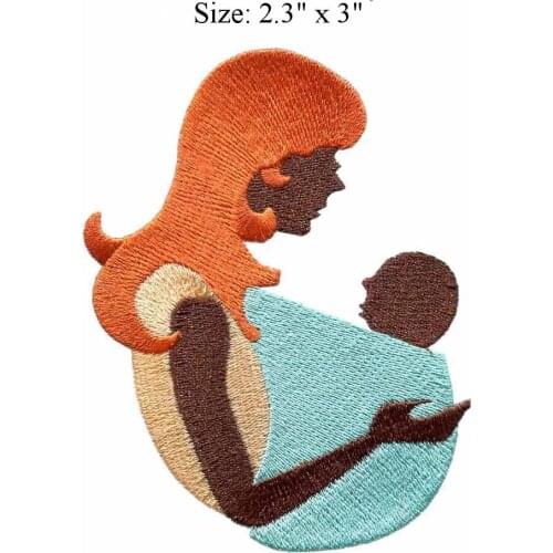 The mom and baby 2.3" x 3" embroidery for kinship/hair/warm
