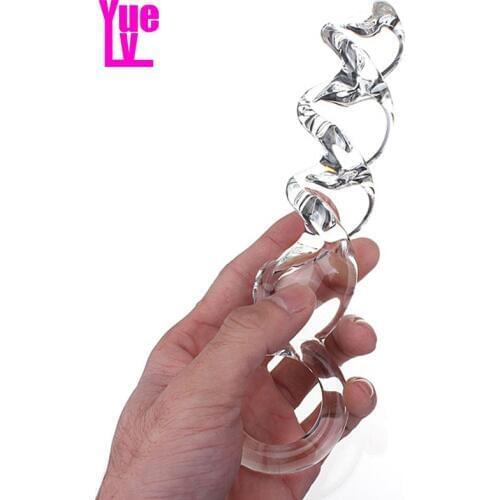 YUELV Crystal Pyrex Glass Dildo Spiral G-spot Stimulate Glass Penis Anal Butt Plug Female Masturbation Adult Sex Toys For Women