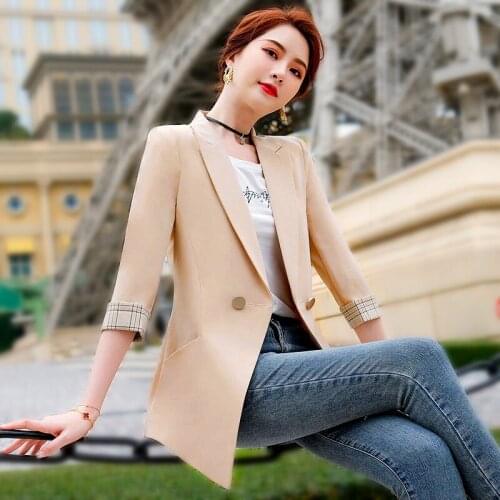 Jacket Office Lady Women Blazer Korea Casual Slim Blazers Jackets Work Coat Outerwear Fashion Autumn Career Female LS106
