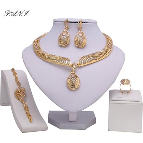 Fani 2018 Dubai gold-colorful Jewelry Sets Women Costume Nigerian Wedding Brand Jewelry Sets Fashion African Beads Jewelry Sets