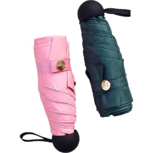 Mini Umbrella Windproof Folding Umbrella Rain Women Black Coating Pocket umbrella Female Light Weight Very Small Travel Parasol