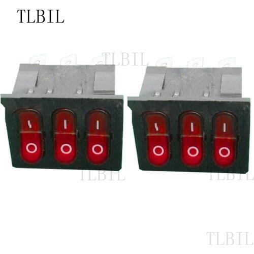 2Pcs/lot KCD4 Triple 9-pin rocker switch 15A/250V