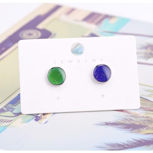 2020 Minimalism Round Mood Stud Jewelry Simplicity Enamel Round Shiny Earring Temperature Control Color Change Feeling For Girls