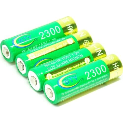 FreeShipping 4X 14500 Rechargeable NI-MH AA 1.2v Batteries 2300mAh Batteria Cell NiMH 14500 High Quality For Flashlight New 2016