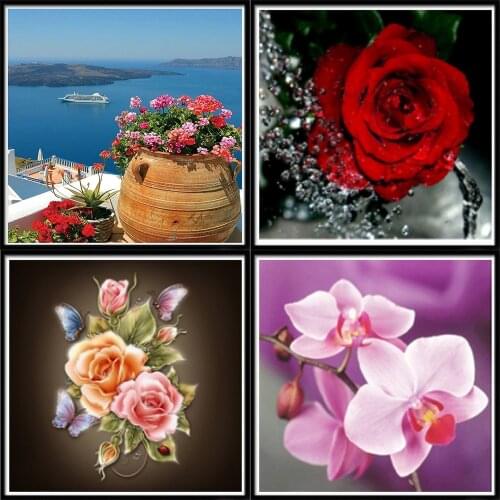 DIY Flower 5D Diamond Painting Full Round Square Rhinestone Mosaic Romantic Embroidery Cross Stitch Wall Art Home best gift