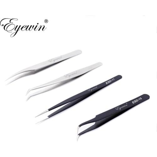 Eyewin Anti-static Straight Eyelash Extension Tweezers Industrial Precision Curved Straight Lash Eyebrow Tweezers Makeup Tool
