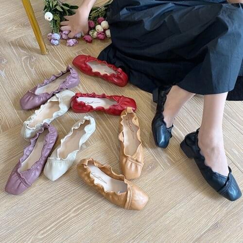 Ruffles Elastic soft pu leather grandma shoes women mary janes candy moccasins sneakers woman flats square toe low heels loafers