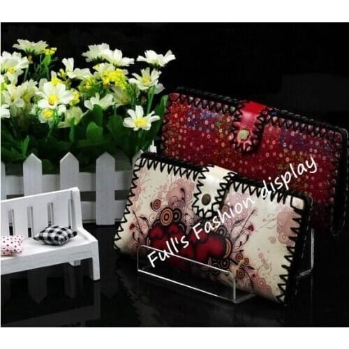 Free shipping two-layers high quality clear acrylic wallet display holder cell phone jewelry purse display rack stand 10pcs