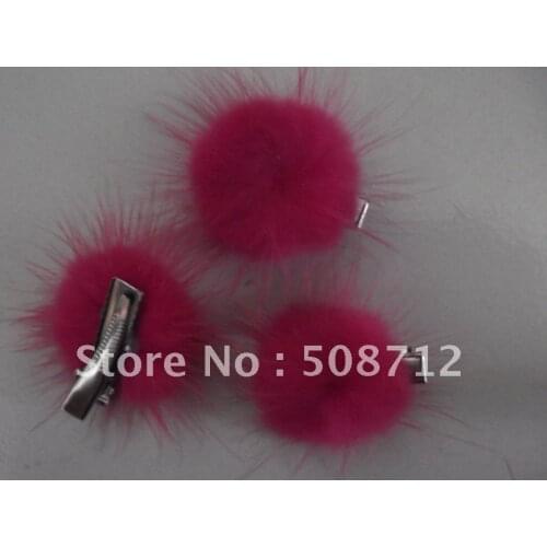 Free shipping!!!! mixed color 30mm mink ball jewelry hair alligator clip