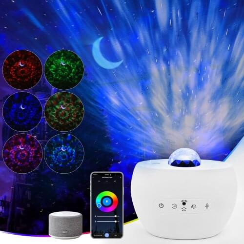 Colorful LED Moon Star Galaxy Projector Nightlight Rotate Starry Sky Projection Lamp USB Bluetooth Music Player Kids Room Decor